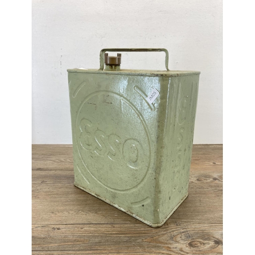 460 - An original Esso green painted petrol can with Pratts brass cap - approx. 28cm high x 25cm wide x 15... 