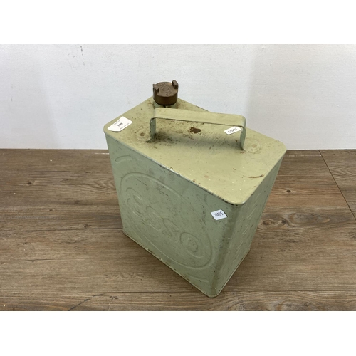 460 - An original Esso green painted petrol can with Pratts brass cap - approx. 28cm high x 25cm wide x 15... 