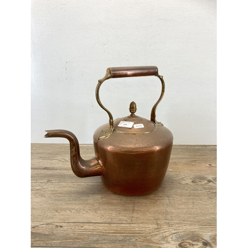 464 - A 19th century William Soutter & Sons copper kettle with hand engraved 