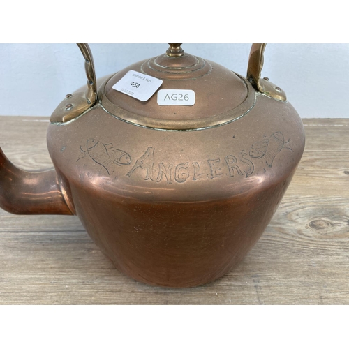 464 - A 19th century William Soutter & Sons copper kettle with hand engraved 