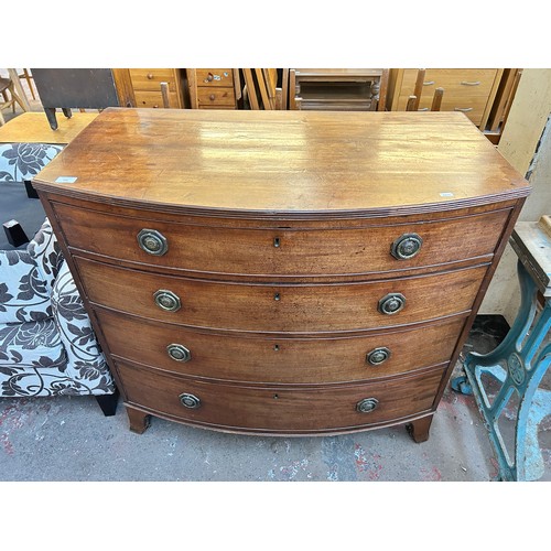 112 - A 19th century mahogany bow fronted chest of drawers - approx. 95cm high x 102cm wide x 55cm deep