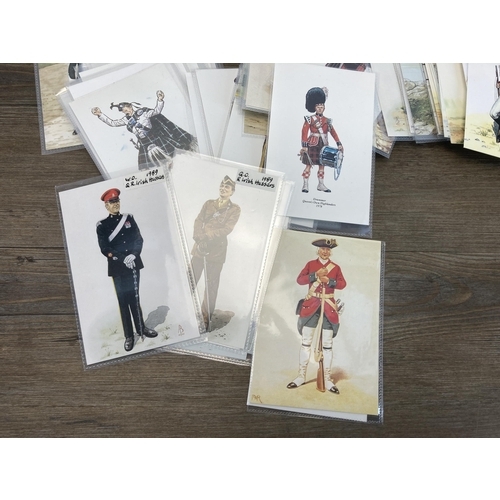 574 - A collection of vintage blank military soldier postcards