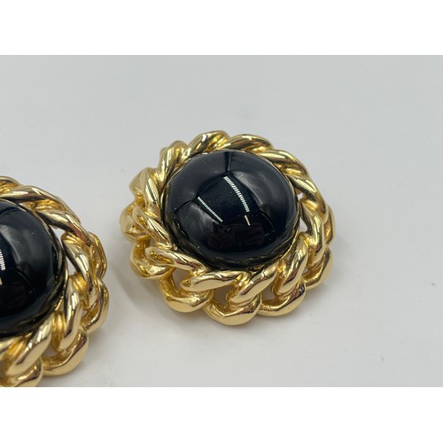 2133 - A pair of Christian Dior gold tone clip on earrings - approx. gross weight 43g