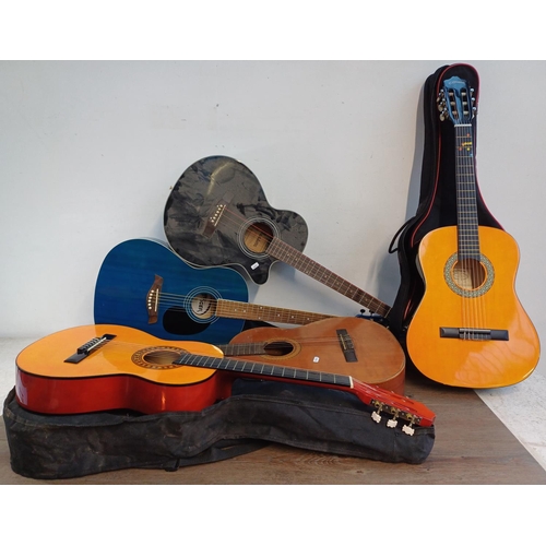 817 - Five guitars to include Admira Sevilla full size nylon strung classical, cased Tiger ACG2-BL steel s... 