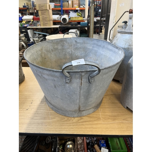 974 - A vintage galvanised wash tub - approx. 32cm high x 68cm long x 54cm deep