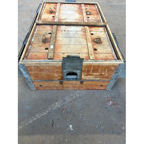 155 - A Visi-Chick wooden and galvanized chicken rearing cage/brooder - approx. 100cm x 120cm x 38cm