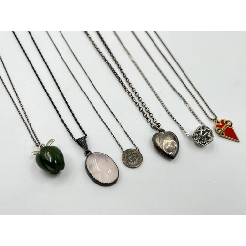 2085 - A collection of .925 silver pendant necklaces