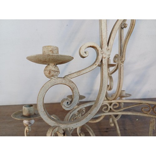 603 - A 19th century style wrought iron twelve branch chandelier - approx. 83cm high