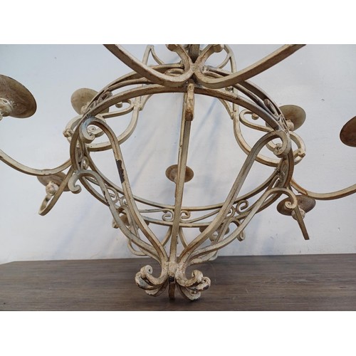 603 - A 19th century style wrought iron twelve branch chandelier - approx. 83cm high