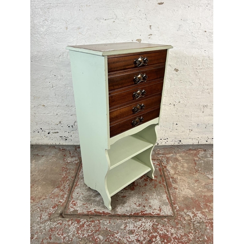 71 - An Edwardian painted mahogany five drawer music cabinet - approx. 101cm high x 49cm wide x 35cm deep