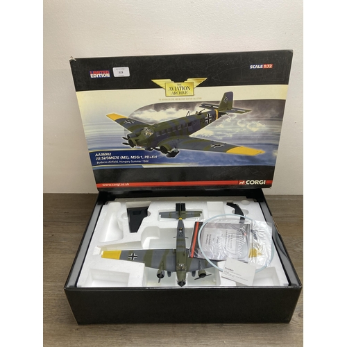 323 - A boxed Corgi The Aviation Archive limited edition JU.52/3MG7E (MS) MSGr1 PD+KH 1:72 scale die-cast ... 