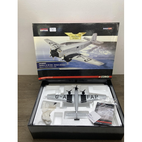 325 - A boxed Corgi The Aviation Archive limited edition Junkers Ju-52 3/m - British Airways 1:72 scale di... 