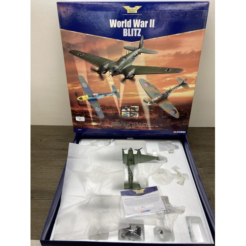 361 - A boxed Corgi The Aviation Archive World War II Blitz 3-Plane 1:72 scale die-cast model set comprisi... 