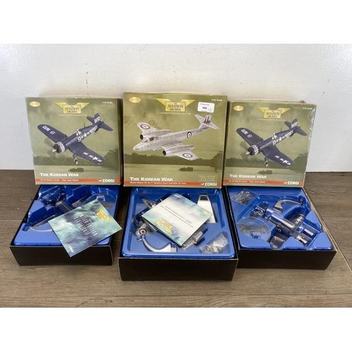 450 - Three boxed Corgi The Aviation Archive The Korean War limited edition 1:72 scale die-cast models, tw... 