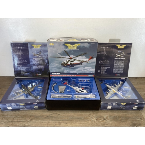 458 - Three boxed Corgi The Aviation Archive limited edition die-cast models, two Military 1:144 scale, AA... 