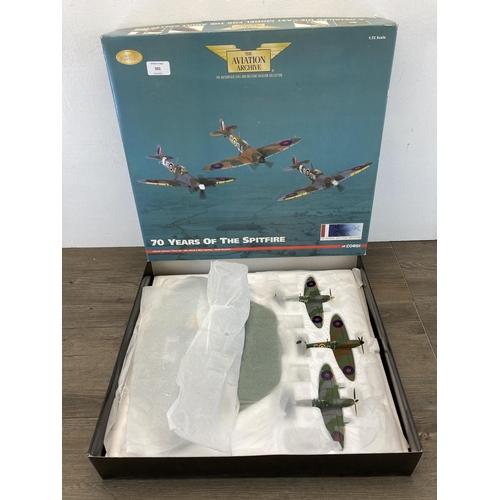 501 - A boxed Corgi The Aviation Archive 70 Years of The Spitfire limited edition Johnnie Johnson 3 piece ... 