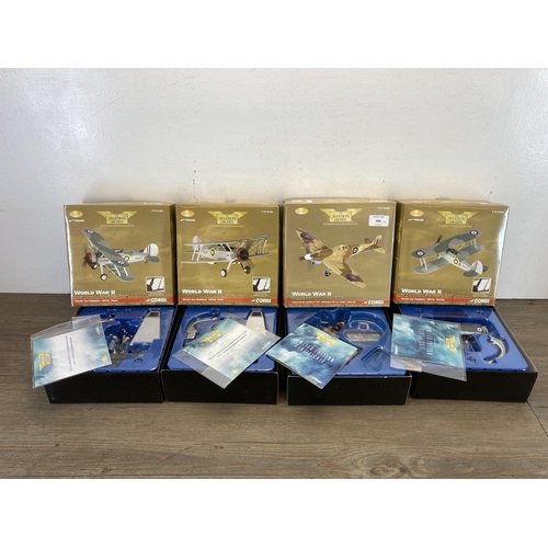 506 - Four boxed Corgi The Aviation Archive World War II Aircraft of The MTO limited edition 1:72 scale di... 