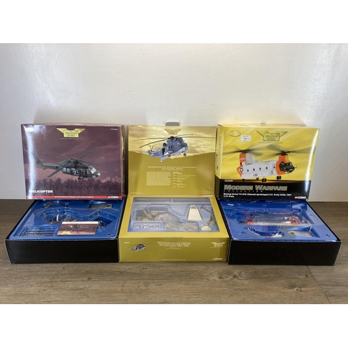 540 - Three boxed Corgi The Aviation Archive 1:72 scale die-cast model helicopters, AA34203 Modern Warfare... 