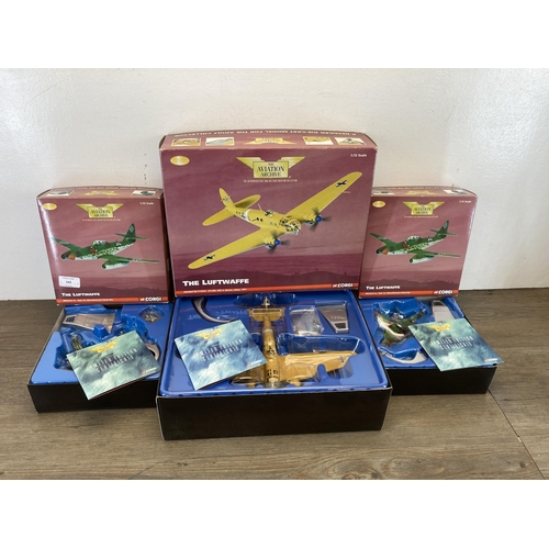 542 - Three boxed Corgi The Aviation Archive The Luftwaffe limited edition 1:72 scale die-cast models, two... 