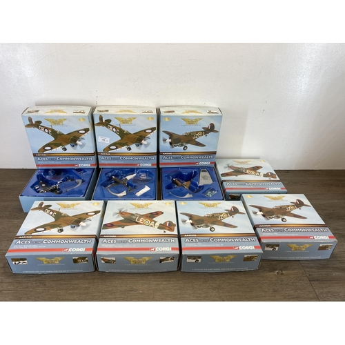 548 - Eight boxed Corgi The Aviation Archive Aces of The Commonwealth limited edition 1:72 scale die-cast ... 