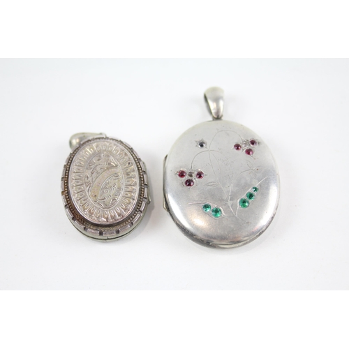 2048 - Two Victorian silver lockets - approx. gross weight 30g