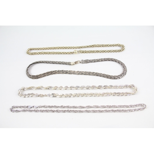 2063 - Four silver necklaces - approx. gross weight 77g