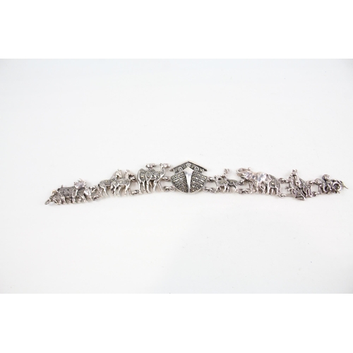 2076 - A silver marcasite set Noah's Ark bracelet - approx. gross weight 27g