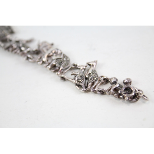 2076 - A silver marcasite set Noah's Ark bracelet - approx. gross weight 27g