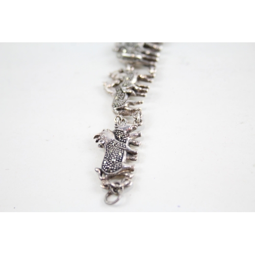 2076 - A silver marcasite set Noah's Ark bracelet - approx. gross weight 27g