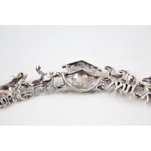 2076 - A silver marcasite set Noah's Ark bracelet - approx. gross weight 27g