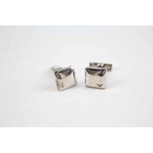 2081 - A pair of Emporio Armani silver cufflinks - approx. gross weight 12g