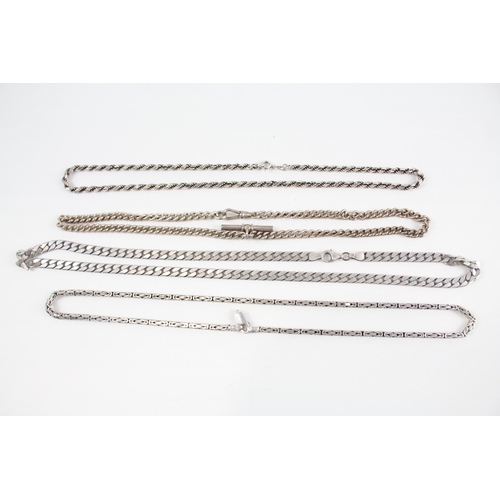 2089 - Four silver chain necklaces - approx. gross weight 126g