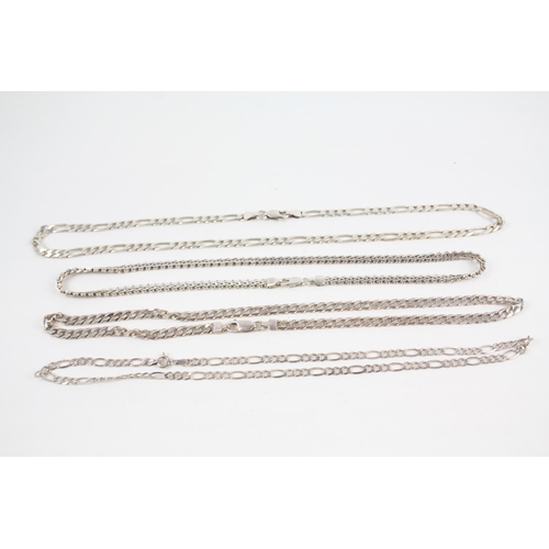 2096 - Four silver chain necklaces - approx. gross weight 64g