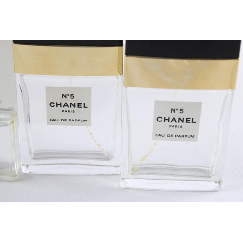 639 - Five empty Chanel perfume bottles