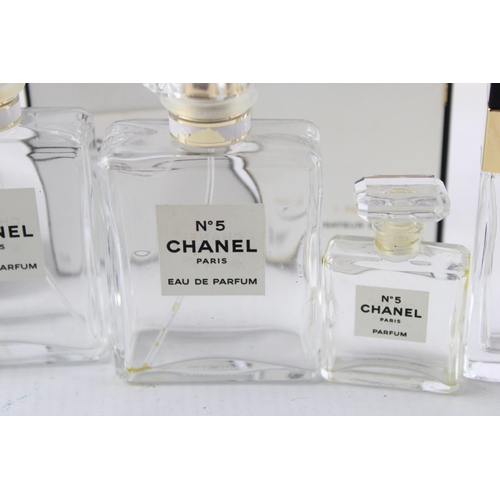 639 - Five empty Chanel perfume bottles