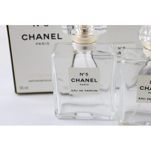 639 - Five empty Chanel perfume bottles