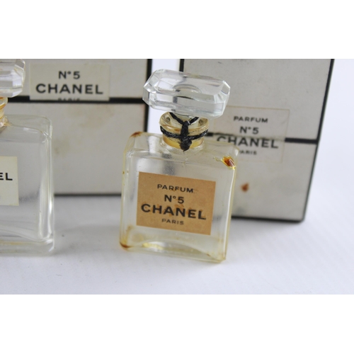 640 - Five empty Chanel perfume bottles