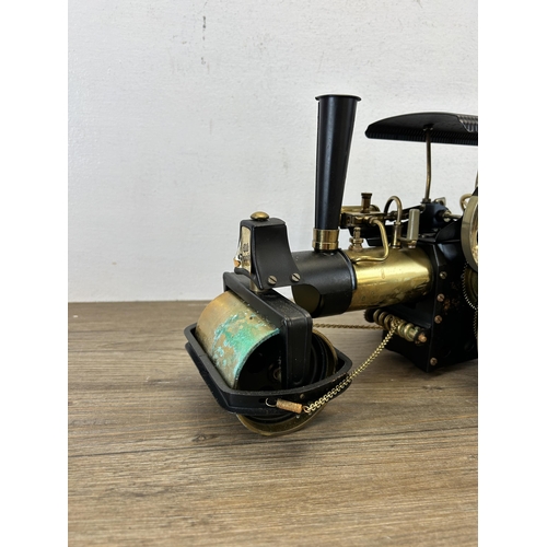 398 - A Wilesco Old Smoky live steam roller with assembly instructions and further accessories - approx. 2... 