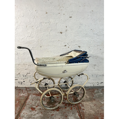 154 - A vintage Hughes England white painted metal doll's pram