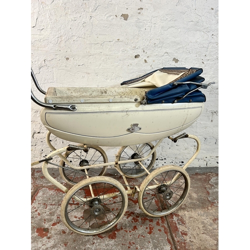 154 - A vintage Hughes England white painted metal doll's pram