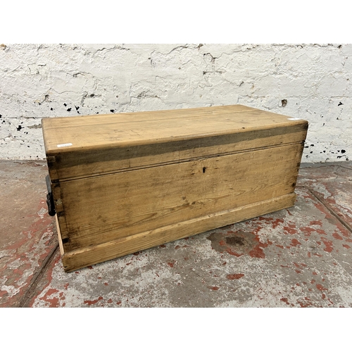 155 - A Victorian style pine storage box - approx. 26cm high x 65cm wide x 30cm deep