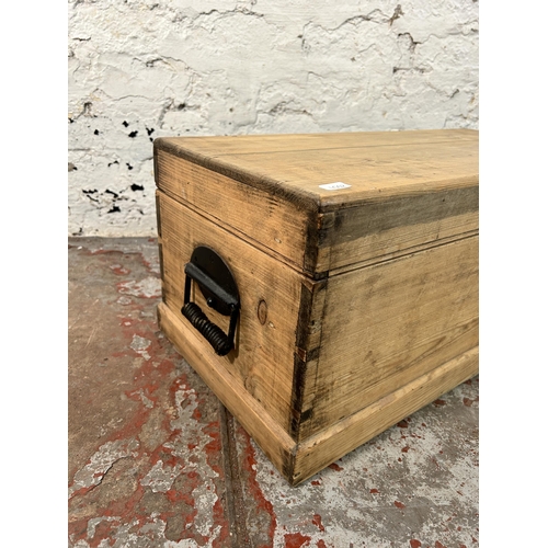 155 - A Victorian style pine storage box - approx. 26cm high x 65cm wide x 30cm deep