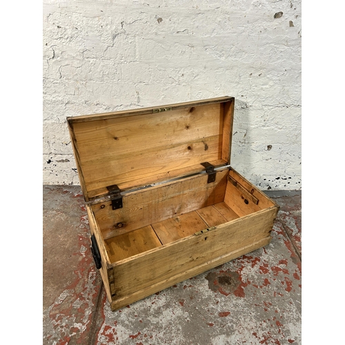 155 - A Victorian style pine storage box - approx. 26cm high x 65cm wide x 30cm deep