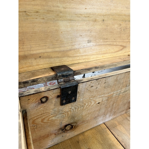 155 - A Victorian style pine storage box - approx. 26cm high x 65cm wide x 30cm deep