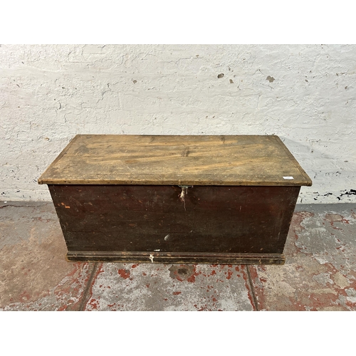 158 - A Victorian pine blanket box - approx. 48cm high x 110cm wide x 48cm deep