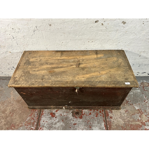 158 - A Victorian pine blanket box - approx. 48cm high x 110cm wide x 48cm deep