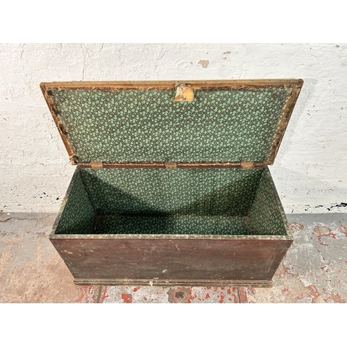 158 - A Victorian pine blanket box - approx. 48cm high x 110cm wide x 48cm deep