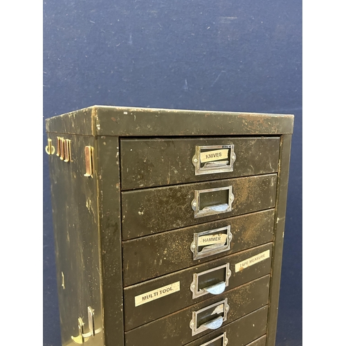 18 - A mid 20th century green painted metal filing cabinet - approx. 73cm high x 29cm wide x 39cm deep