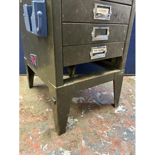 18 - A mid 20th century green painted metal filing cabinet - approx. 73cm high x 29cm wide x 39cm deep