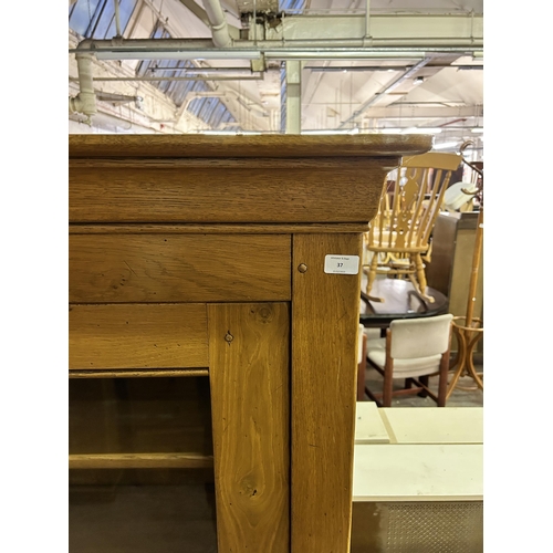 37 - A modern solid oak display cabinet - approx. 171cm high x 98cm wide x 41cm deep